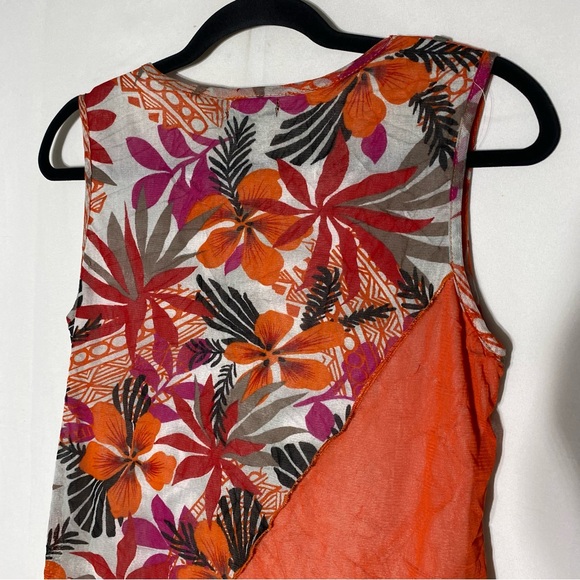 Vintage Y2K Goa Tropical Floral Print Sleeveless Asymmetrical Patchwork Blouse M - Picture 12 of 15